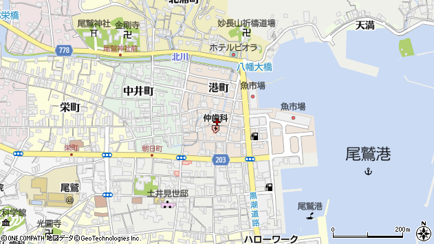 〒519-3604 三重県尾鷲市港町の地図