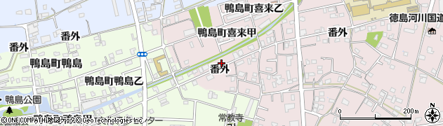 徳島県吉野川市鴨島町喜来（番外）周辺の地図