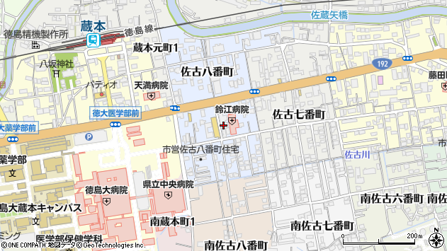 〒770-0028 徳島県徳島市佐古八番町の地図