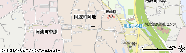 徳島県阿波市阿波町岡地周辺の地図