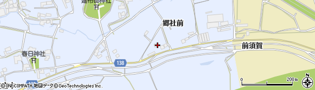 徳島県阿波市市場町香美郷社前周辺の地図