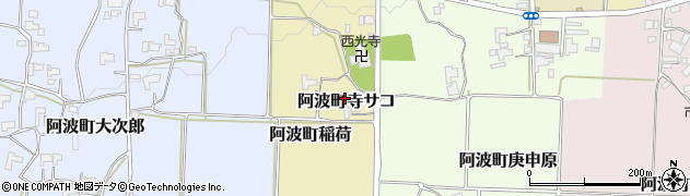 徳島県阿波市阿波町寺サコ周辺の地図