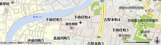 徳島県徳島市下助任町4丁目周辺の地図