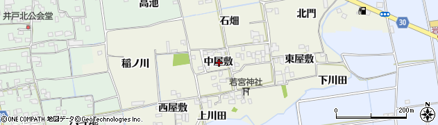 徳島県徳島市国府町北岩延中屋敷周辺の地図