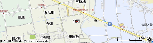 徳島県徳島市国府町北岩延北門周辺の地図