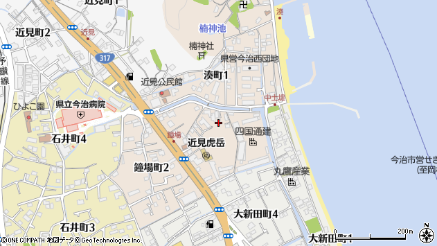 〒794-0004 愛媛県今治市鐘場町の地図
