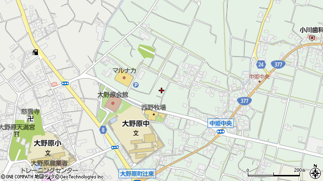 〒769-1612 香川県観音寺市大野原町中姫の地図
