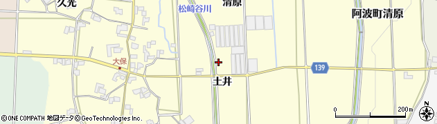 徳島県阿波市市場町大俣（土井）周辺の地図