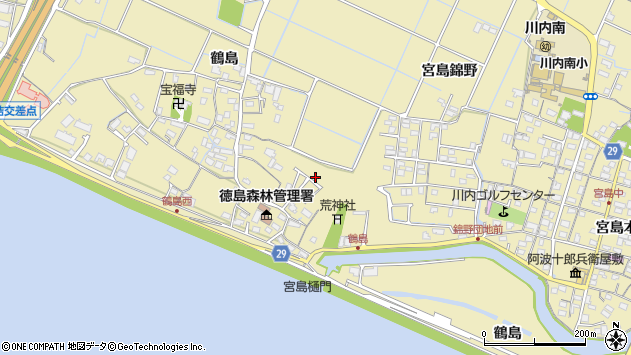〒771-0117 徳島県徳島市川内町鶴島の地図