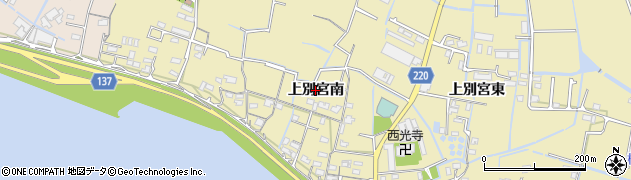 徳島県徳島市川内町（上別宮南）周辺の地図