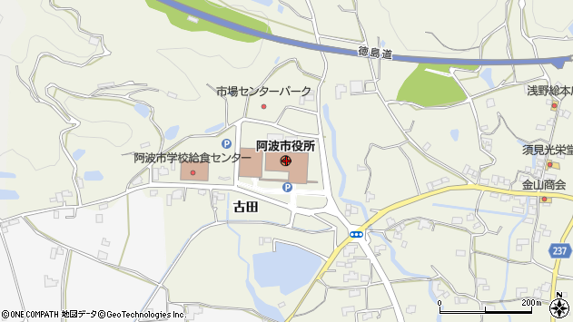 〒771-1700 徳島県阿波市（以下に掲載がない場合）の地図