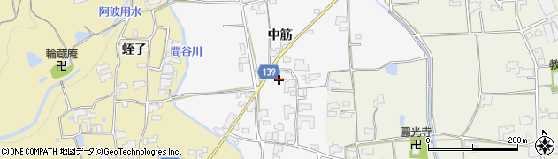 徳島県阿波市土成町水田（中筋）周辺の地図