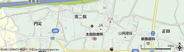 徳島県阿波市市場町上喜来（窪二俣）周辺の地図