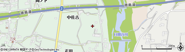 徳島県阿波市市場町上喜来中佐古周辺の地図