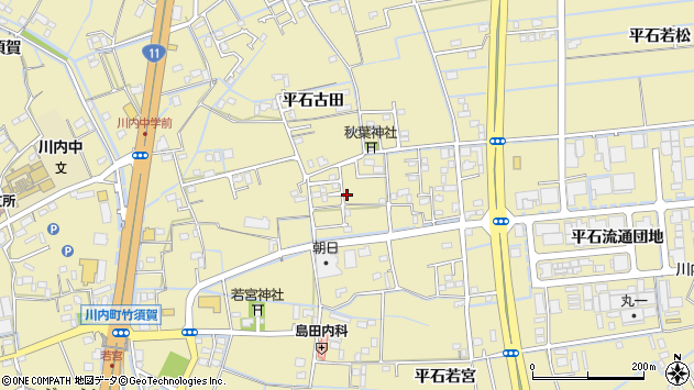 〒771-0136 徳島県徳島市川内町平石古田の地図