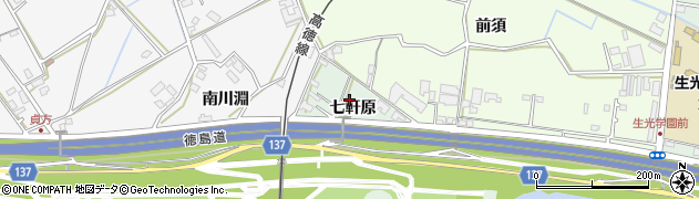徳島県徳島市応神町中原（七軒原）周辺の地図