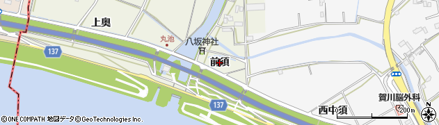 徳島県徳島市応神町西貞方（前須）周辺の地図