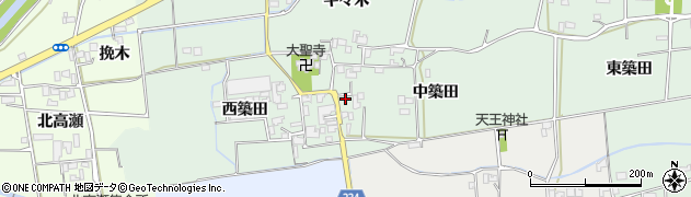 徳島県上板町（板野郡）西分（中築田）周辺の地図