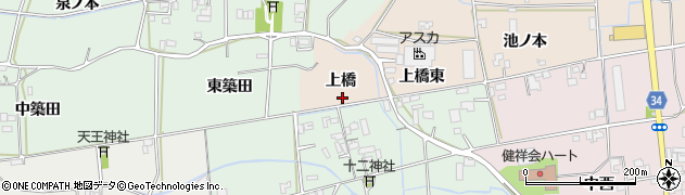 徳島県上板町（板野郡）椎本（上橋）周辺の地図