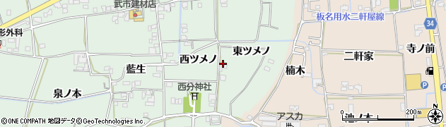徳島県板野郡上板町西分東ツメノ周辺の地図
