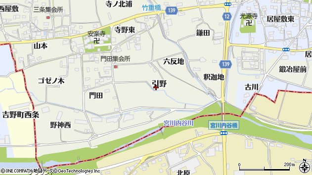 〒771-1311 徳島県板野郡上板町引野の地図