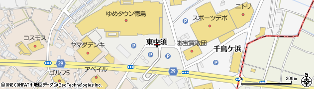 徳島県藍住町（板野郡）奥野（東中須）周辺の地図