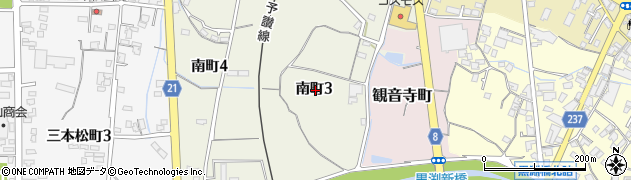 香川県観音寺市南町3丁目周辺の地図