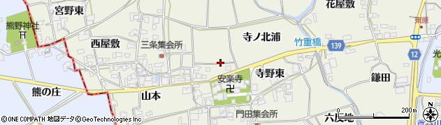 徳島県上板町（板野郡）引野（寺ノ西北）周辺の地図