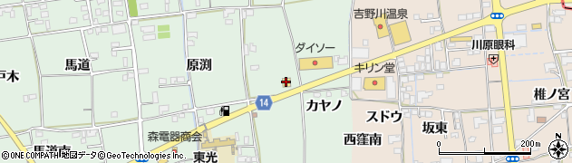 徳島県上板町（板野郡）西分（カヤノ）周辺の地図