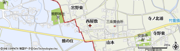 徳島県上板町（板野郡）引野（西屋敷）周辺の地図