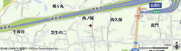 徳島県阿波市土成町吉田（西ノ岡）周辺の地図