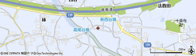 徳島県阿波市土成町高尾（西谷）周辺の地図