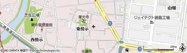徳島県板野郡藍住町東中富東傍示周辺の地図