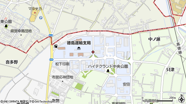 〒771-1156 徳島県徳島市応神町応神産業団地の地図