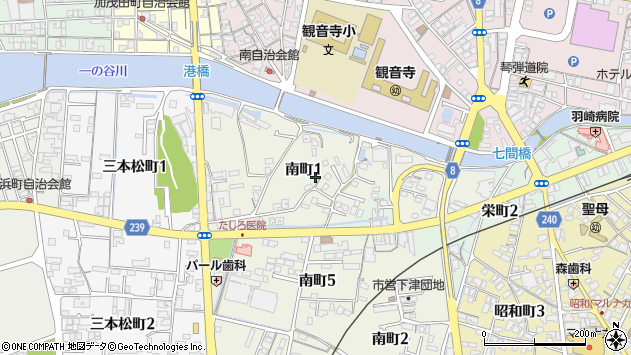 〒768-0070 香川県観音寺市南町の地図