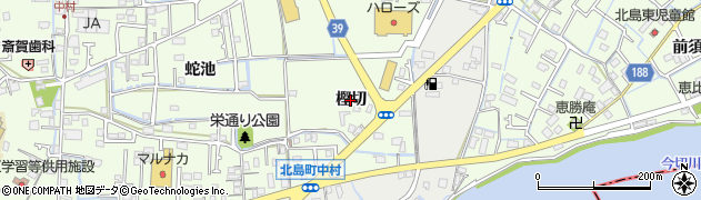 徳島県北島町（板野郡）中村（樫切）周辺の地図
