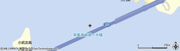 来島海峡第一大橋周辺の地図