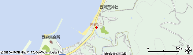 西浦入口周辺の地図