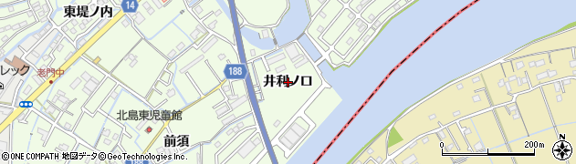 徳島県北島町（板野郡）中村（井利ノ口）周辺の地図