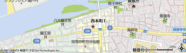 香川県観音寺市西本町周辺の地図