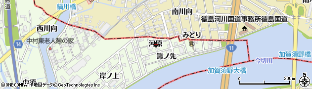 徳島県板野郡北島町中村河原周辺の地図