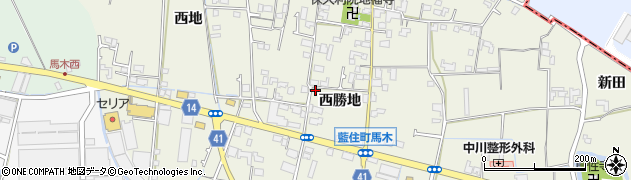 徳島県藍住町（板野郡）勝瑞（西勝地）周辺の地図