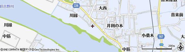 徳島県鳴門市大麻町市場（川縁）周辺の地図