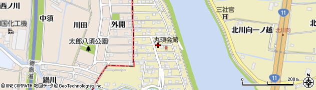 徳島県板野郡松茂町広島丸須周辺の地図
