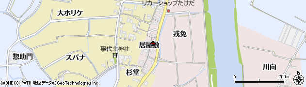 徳島県鳴門市大麻町中馬詰（居屋敷）周辺の地図