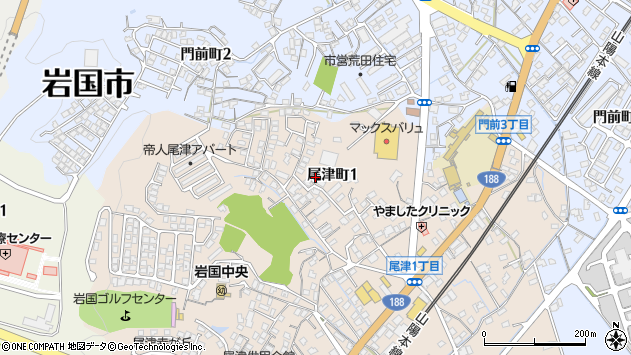 〒740-0032 山口県岩国市尾津町の地図