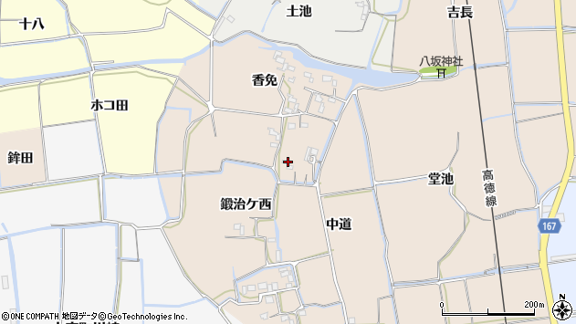 〒779-0222 徳島県鳴門市大麻町三俣の地図