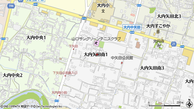 〒753-0222 山口県山口市大内矢田南の地図