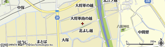徳島県鳴門市大津町大幸（大将軍南の越）周辺の地図