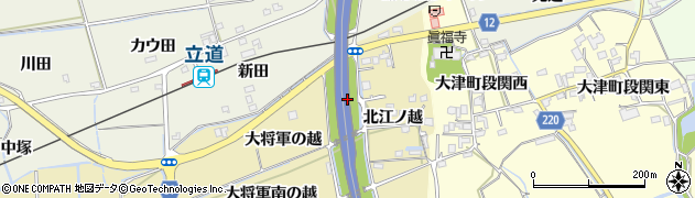 徳島県鳴門市大津町大幸（大将軍の越）周辺の地図